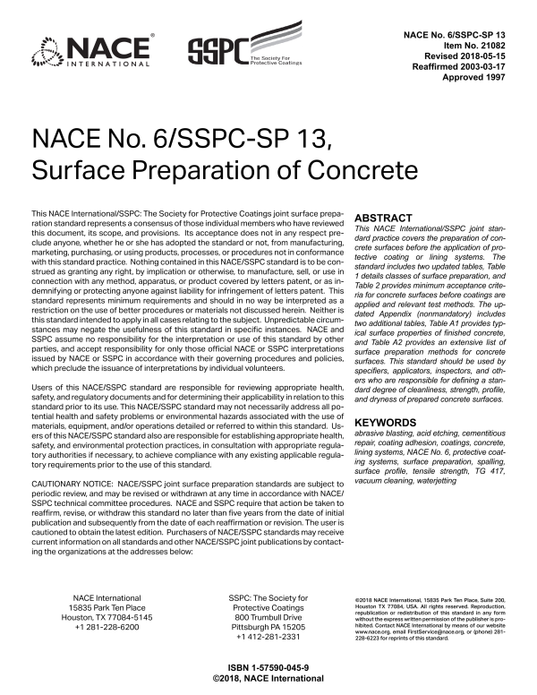 NACE No. 6/SSPC-SP 13 PDF